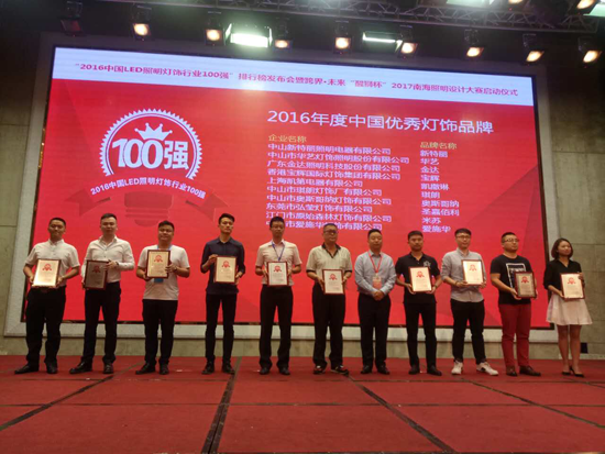 品牌榮譽(yù)|金達(dá)照明獲“2016年度中國優(yōu)秀燈飾品牌”殊榮