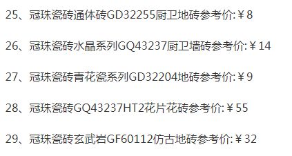 品牌產品|冠珠瓷磚質量怎么樣，價格一覽表是怎樣的