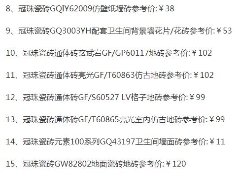 品牌產品|冠珠瓷磚質量怎么樣，價格一覽表是怎樣的
